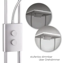 LED-Deckenfluter, Lesearm, warmweiß, Fluter dimmbar, getrennt schaltbar
