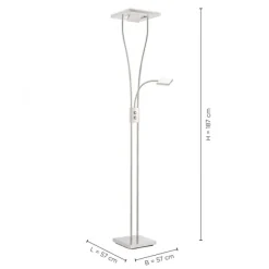 LED-Deckenfluter, Lesearm, warmweiß, Fluter dimmbar, getrennt schaltbar