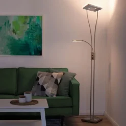 LED-Deckenfluter, Lesearm, warmweiß, Fluter dimmbar, getrennt schaltbar