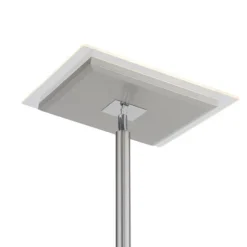 LED Deckenfluter, Leseleuchte, Fernbedienung, dimmbar, stahlfarben