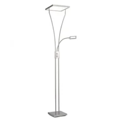 LED Deckenfluter mit Lesearm, modern, dimmbar, Drehdimmer, warmweißes Licht