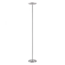 LED-Deckenfluter, stahlfarben, rund, warmweißer Lichtfarbe, Touchdimmer