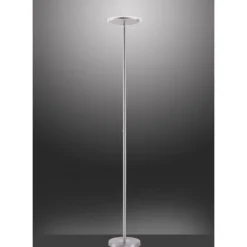 LED-Deckenfluter, stahlfarben, rund, warmweißer Lichtfarbe, Touchdimmer