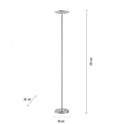 LED-Deckenfluter, stahlfarben, rund, warmweißer Lichtfarbe, Touchdimmer
