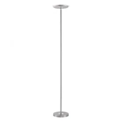 LED-Deckenfluter, stahlfarben, rund, warmweißer Lichtfarbe, Touchdimmer