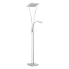 LED-Deckenfluter, stahlfarben, mit Leseleuchte, dimmbar, modern, design