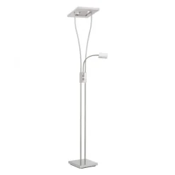 LED-Deckenfluter, stahlfarben, mit Leseleuchte, dimmbar, modern, design