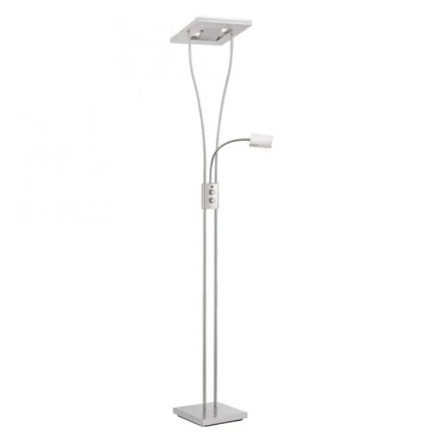 LED-Deckenfluter, stahlfarben, mit Leseleuchte, dimmbar, modern, design