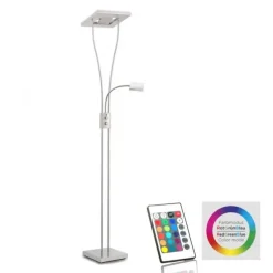 LED-Deckenfluter, stahlfarben, mit Leseleuchte, dimmbar, modern, design