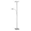 LED-Deckenfluter, stahlfarben, flexibler Lesearm, warmweiß, Touchschalter