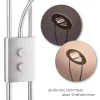 LED-Deckenfluter, stahlfarben, 2-flammig, dimmbar, Drehschalter