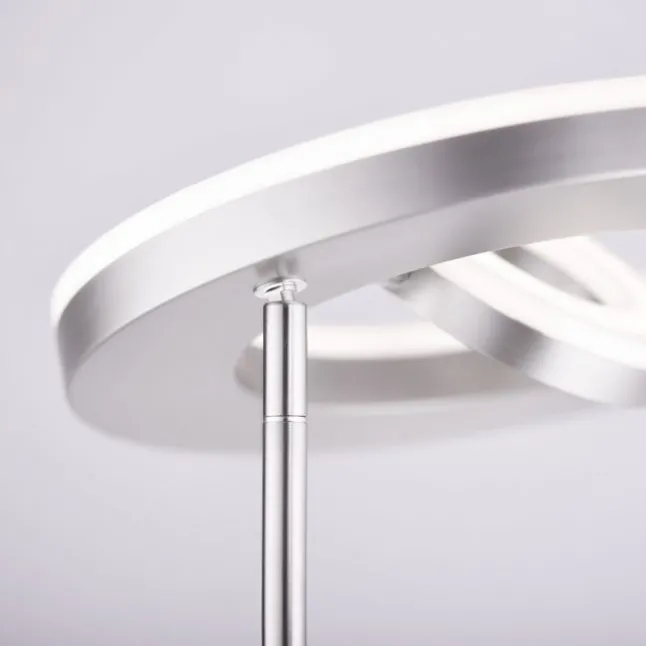 LED-Deckenfluter, stahlfarben, 2-flammig, dimmbar, Drehschalter