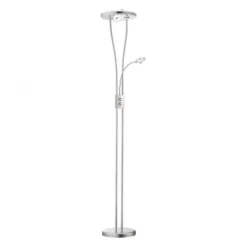 LED-Deckenfluter, stahlfarben, 2-flammig, dimmbar, Drehschalter