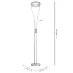 LED-Deckenfluter, stahlfarben, 2-flammig, dimmbar, Drehschalter