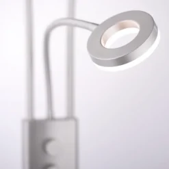 LED-Deckenfluter, stahlfarben, Leseleuchte, dimmbar, warmweißes Licht