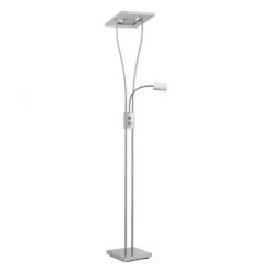 LED-Deckenfluter, stahlfarben, flexible Leseleuchte, warmweißes Licht