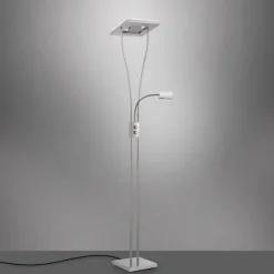 LED-Deckenfluter, stahlfarben, flexible Leseleuchte, warmweißes Licht