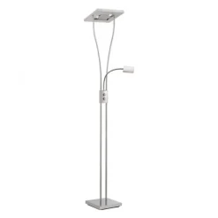 LED-Deckenfluter, stahlfarben, flexible Leseleuchte, warmweißes Licht