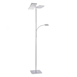 LED-Deckenfluter, stahlfarben, Lesearm, dimmbar, 180cm hoch