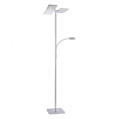 LED-Deckenfluter, stahlfarben, Lesearm, dimmbar, 180cm hoch