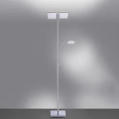LED-Deckenfluter, stahlfarben, Lesearm, dimmbar, 180cm hoch