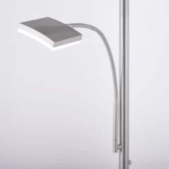 LED-Deckenfluter, stahlfarben, Lesearm, dimmbar, 180cm hoch