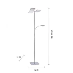 LED-Deckenfluter, stahlfarben, Lesearm, dimmbar, 180cm hoch