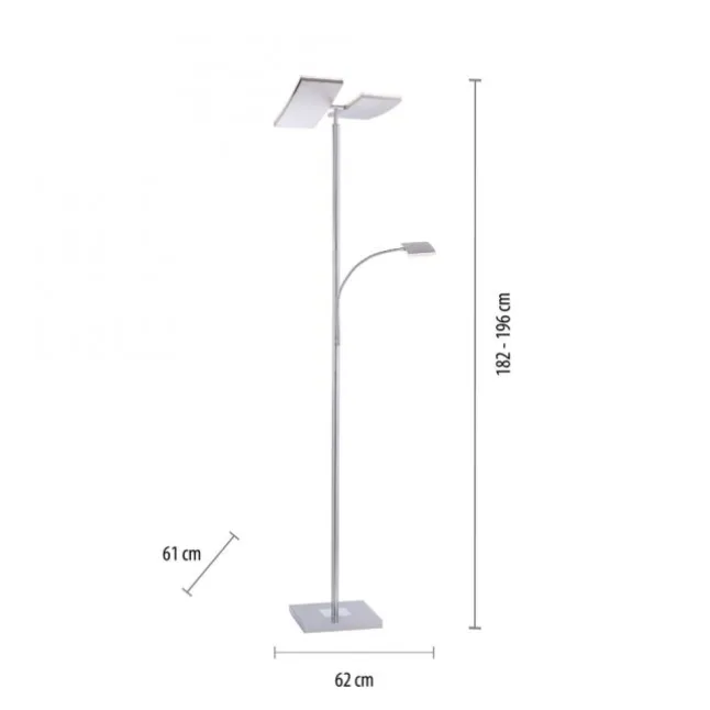LED-Deckenfluter, stahlfarben, Lesearm, dimmbar, 180cm hoch