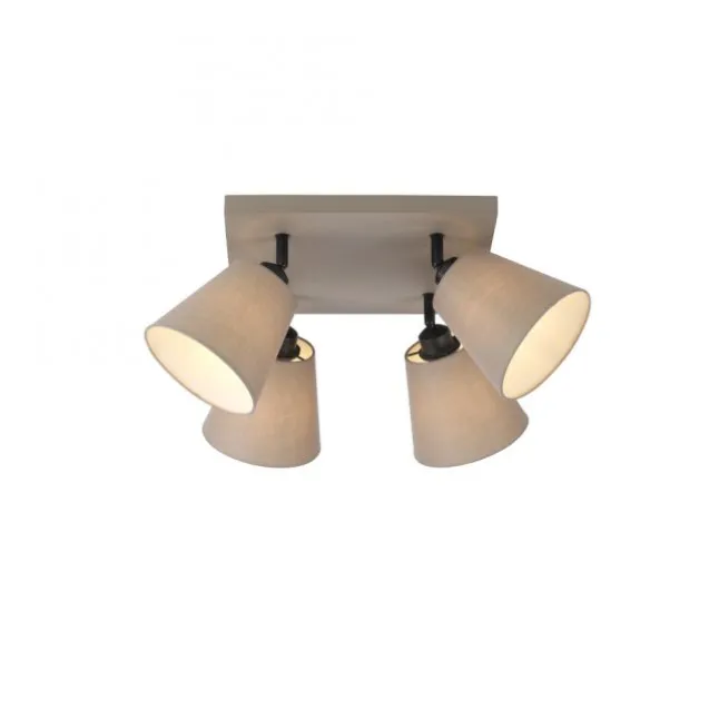 LED Deckenlampe 4 flammig Farbe quadratisch taube drehbar Stoffschirm