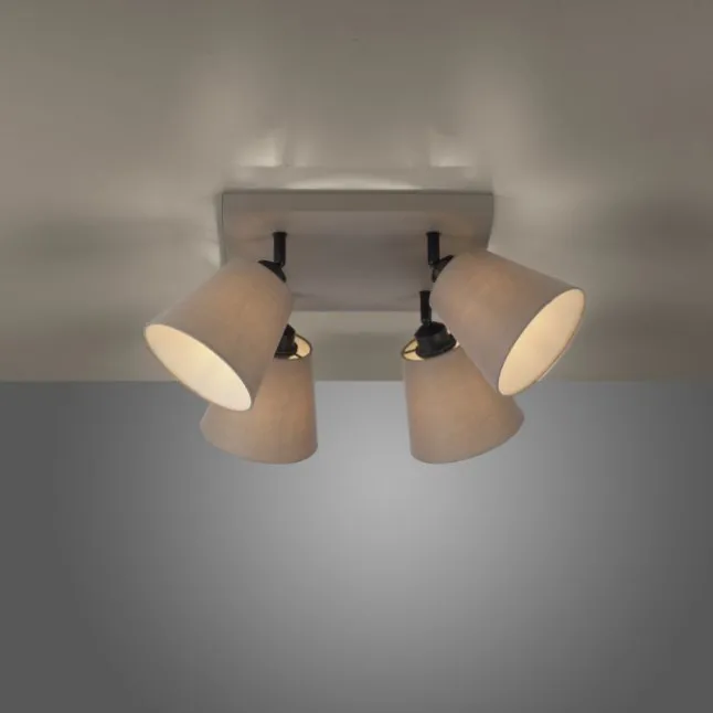 LED Deckenlampe 4 flammig Farbe quadratisch taube drehbar Stoffschirm