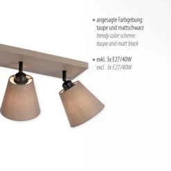 LED Deckenlampe 3 flammig Farbe rechteckig taube drehbar Stoffschirm