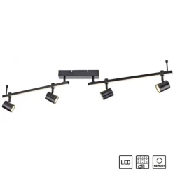 LED Deckenlampe 4 flammig mit LED Board schwarz drehbar Memoryfunktion