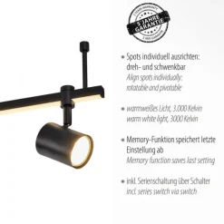 LED Deckenlampe 4 flammig mit LED Board schwarz drehbar Memoryfunktion