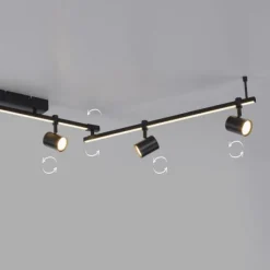 LED Deckenlampe 6 flammig mit LED Board schwarz drehbar Memoryfunktion