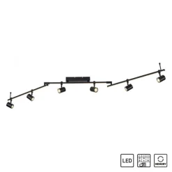 LED Deckenlampe 6 flammig mit LED Board schwarz drehbar Memoryfunktion