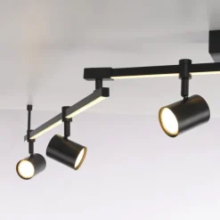 LED Deckenlampe 6 flammig mit LED Board schwarz drehbar Memoryfunktion