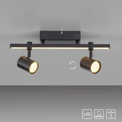 LED Deckenlampe 2 flammig mit LED Board schwarz drehbar Memoryfunktion