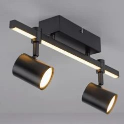 LED Deckenlampe 2 flammig mit LED Board schwarz drehbar Memoryfunktion