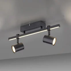 LED Deckenlampe 2 flammig mit LED Board schwarz drehbar Memoryfunktion
