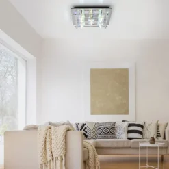 LED Deckenlampe KEMAL 2.0 Kristallglas chromfarben warmweiß Fernbedienung