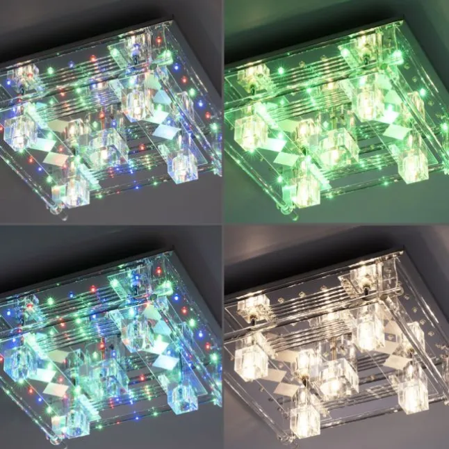 LED Deckenlampe KEMAL 2.0 Kristallglas chromfarben warmweiß Fernbedienung