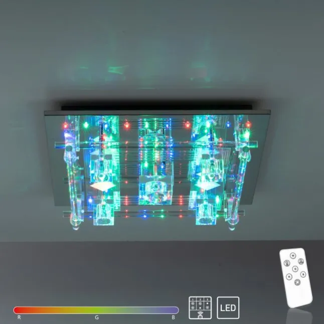 LED Deckenlampe KEMAL 2.0 Kristallglas chromfarben warmweiß Fernbedienung