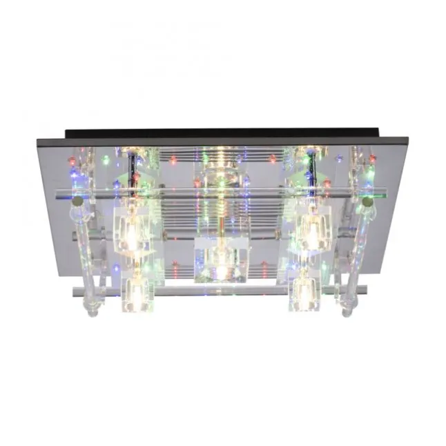 LED Deckenlampe KEMAL 2.0 Kristallglas chromfarben warmweiß Fernbedienung