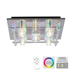 LED Deckenlampe KEMAL 2.0 Kristallglas chromfarben warmweiß Fernbedienung