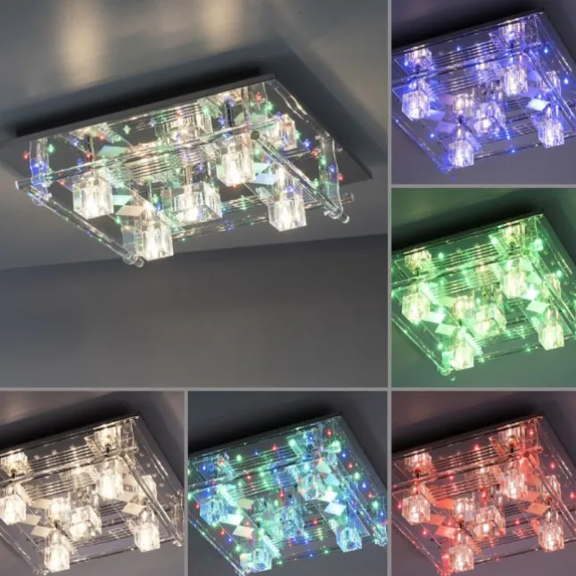 LED Deckenlampe KEMAL 2.0 Kristallglas chromfarben warmweiß Fernbedienung