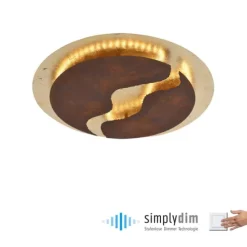 LED-Deckenlampe, rostfarben, gold, warmweiße Lichtfarbe, inkl. Dimmfunktion