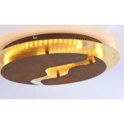 LED-Deckenlampe, rostfarben, gold, warmweiße Lichtfarbe, inkl. Dimmfunktion