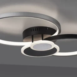 LED Deckenlampe schwarz aluminium 4 Ringe warmweiß energiesparend