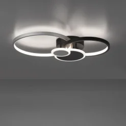 LED Deckenlampe schwarz aluminium 4 Ringe warmweiß energiesparend
