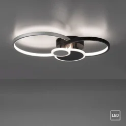 LED Deckenlampe schwarz aluminium 4 Ringe warmweiß energiesparend